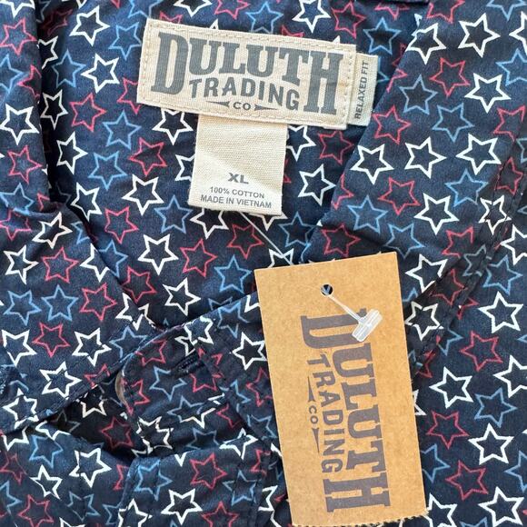 NEW Duluth Trading Co. Mens BBQ Short Sleeve Shirt America Relaxed Button Up XL - Picture 4 of 9